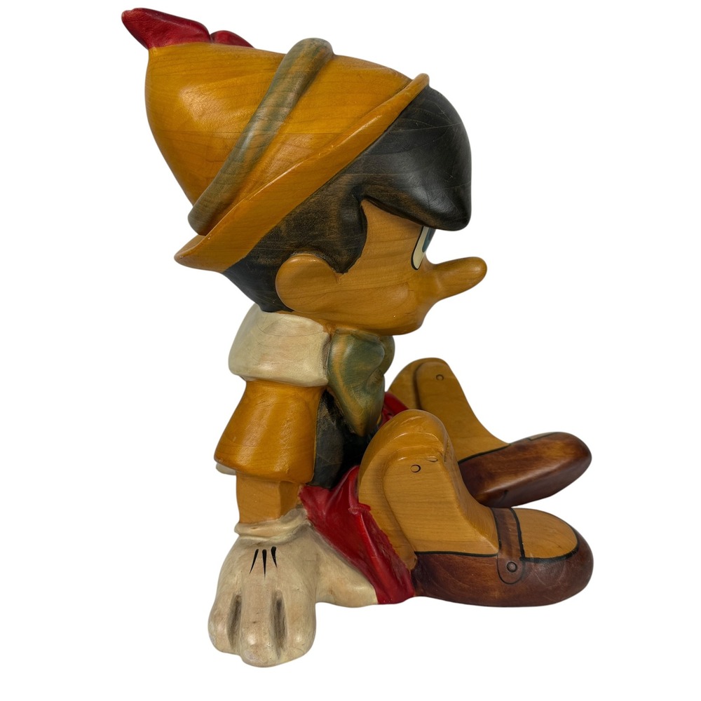 Vintage Walt Disney Productions Pinocchio Figurine Faux Wood Grain 11 Inch USA - Picture 4 of 12